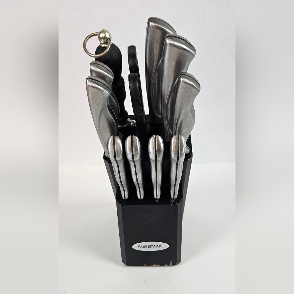Farberware Stainless Steel Knife Set with Black Block 12 Piece